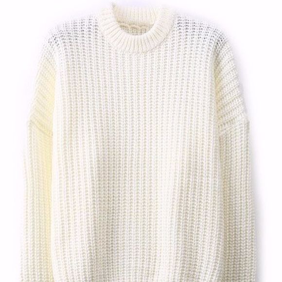 Oversized Boxy Knit Sweater (WHITE)